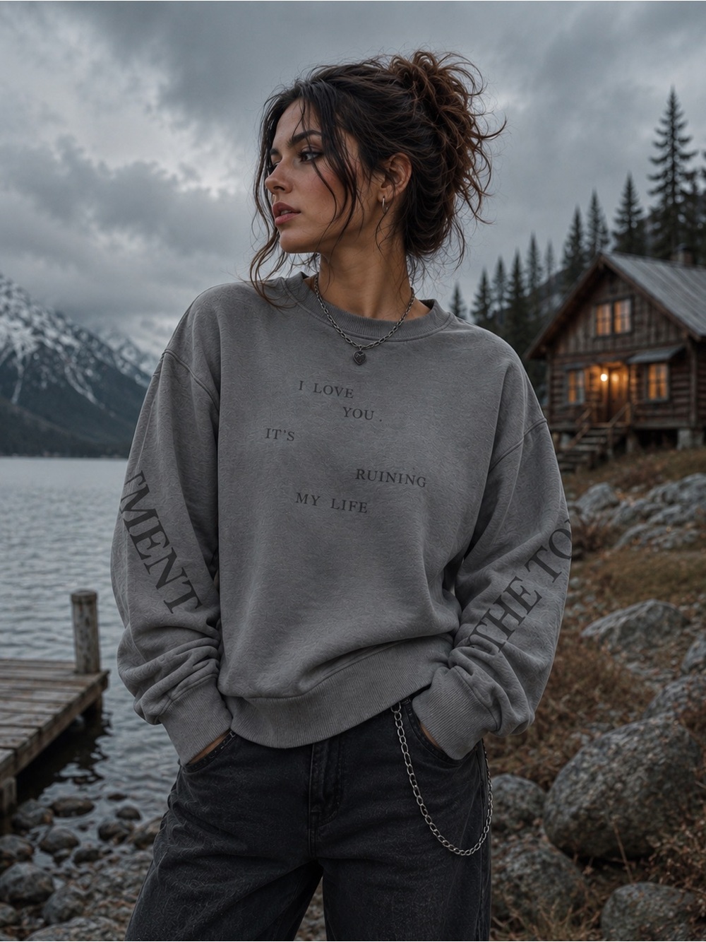 Taylor Swift Gray TTPD Crewneck Sweatshirt